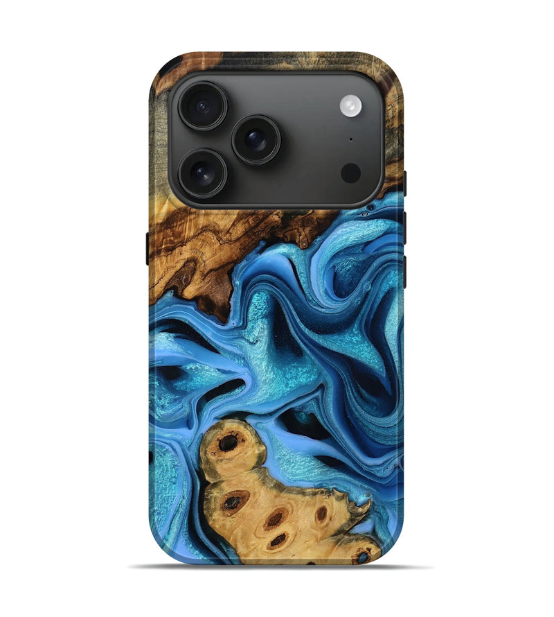 iPhone 17 Pro Wood Live Edge Phone Case - West (Blue, 783929)