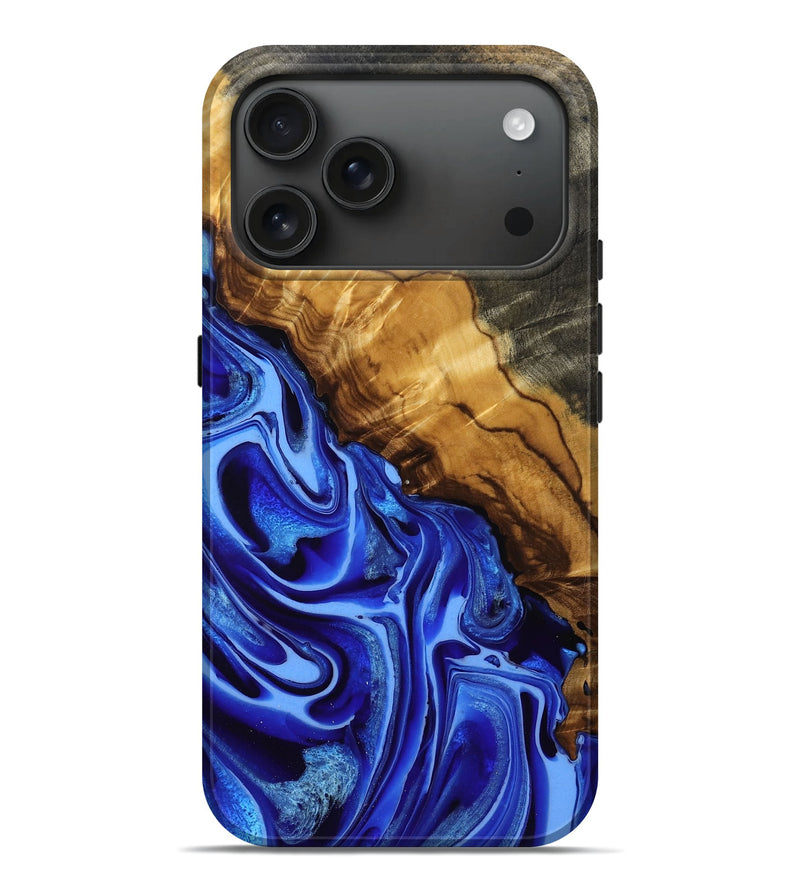 iPhone 17 Pro Max Wood Live Edge Phone Case - Dudley (Blue, 783936)