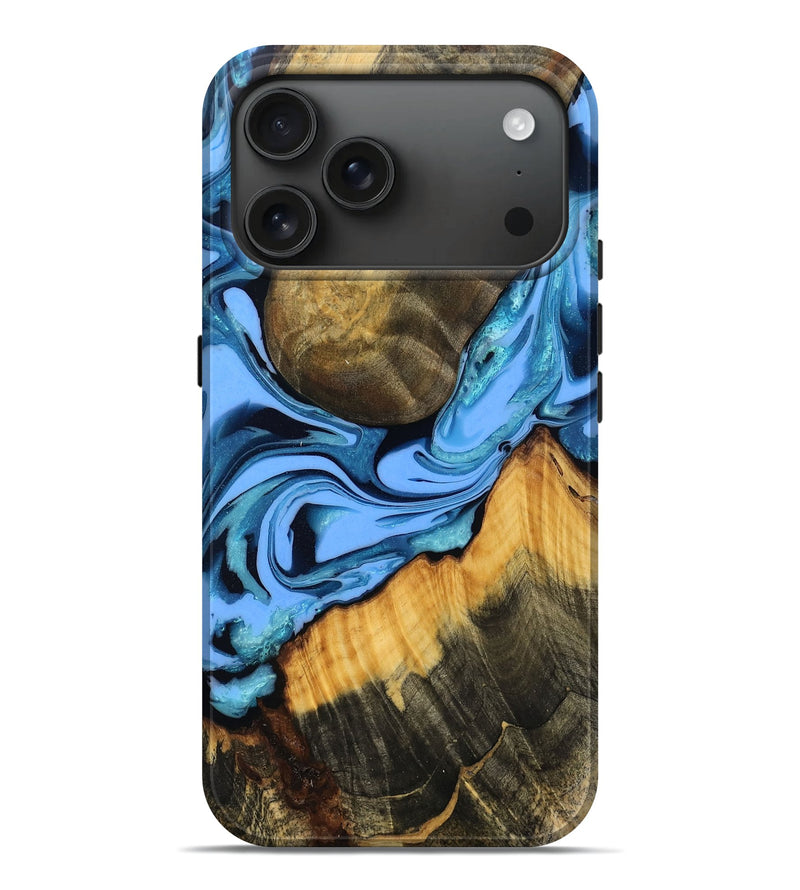 iPhone 17 Pro Max Wood Live Edge Phone Case - Karson (Blue, 783937)