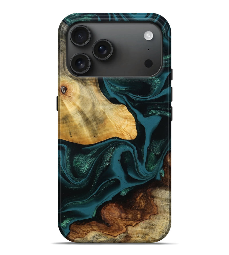 iPhone 17 Pro Max Wood Live Edge Phone Case - Karina (Green, 783938)