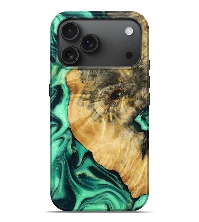 iPhone 17 Pro Max Wood Live Edge Phone Case - Keilani (Green, 783939)