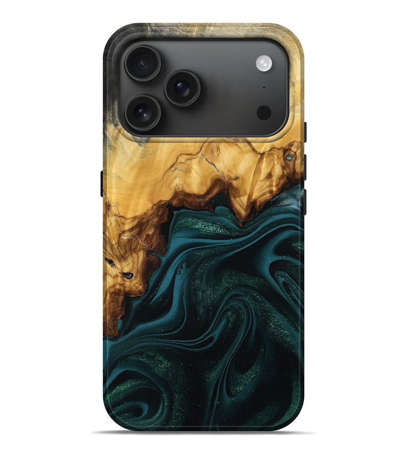 iPhone 17 Pro Max Wood Live Edge Phone Case - Maleah (Green, 783941)