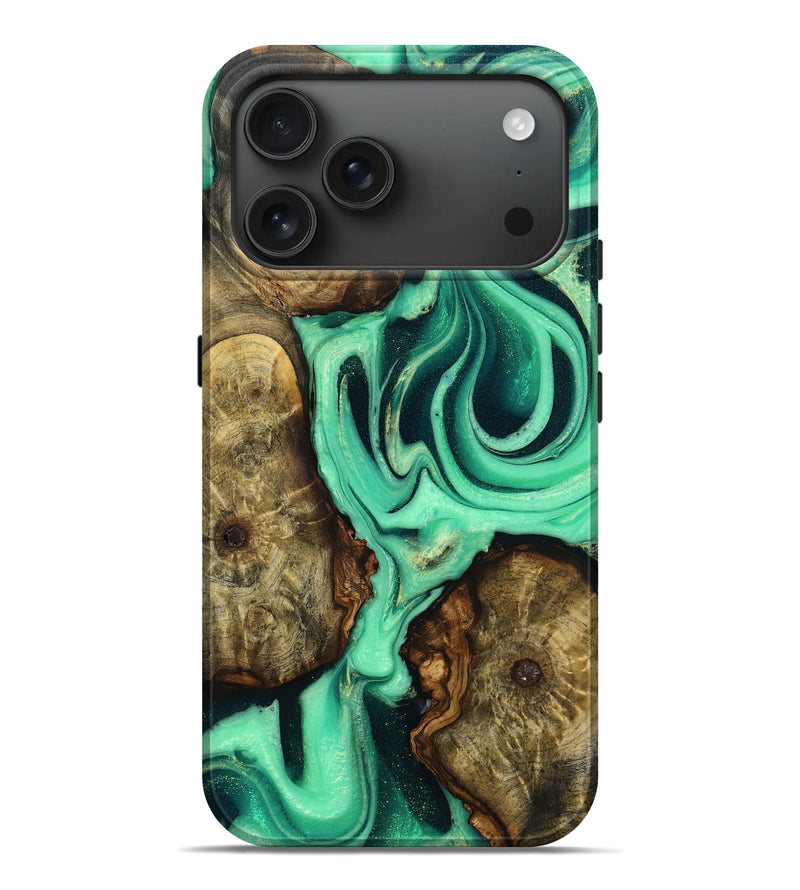 iPhone 17 Pro Max Wood Live Edge Phone Case - Fay (Green, 783942)