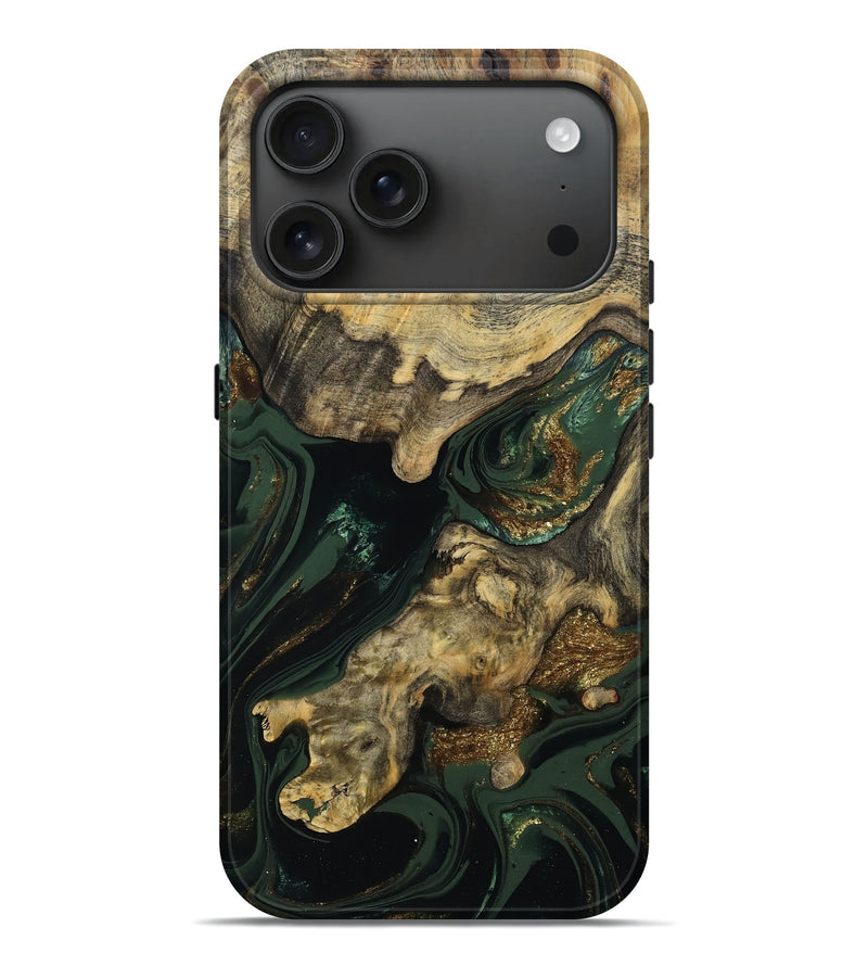 iPhone 17 Pro Max Wood Live Edge Phone Case - Rickie (Green, 783943)