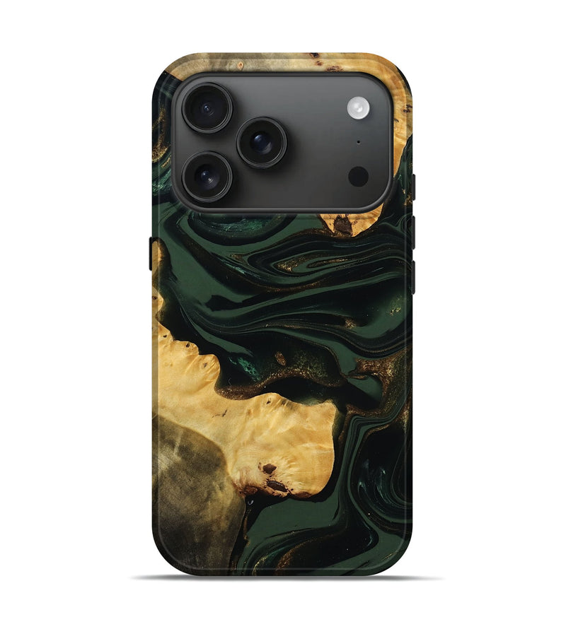 iPhone 17 Pro Wood Live Edge Phone Case - Jayce (Green, 783946)
