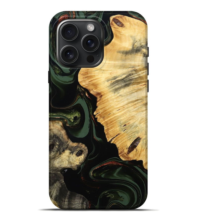 iPhone 16 Pro Max Wood Live Edge Phone Case - Andre (Green, 783948)