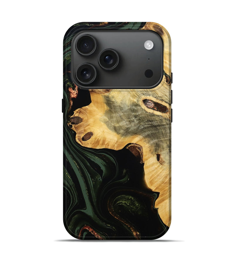 iPhone 17 Pro Wood Live Edge Phone Case - Gerardo (Green, 783950)