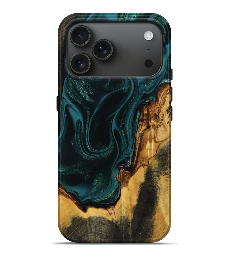 iPhone 17 Pro Max Wood Live Edge Phone Case - Rayden (Green, 783951)