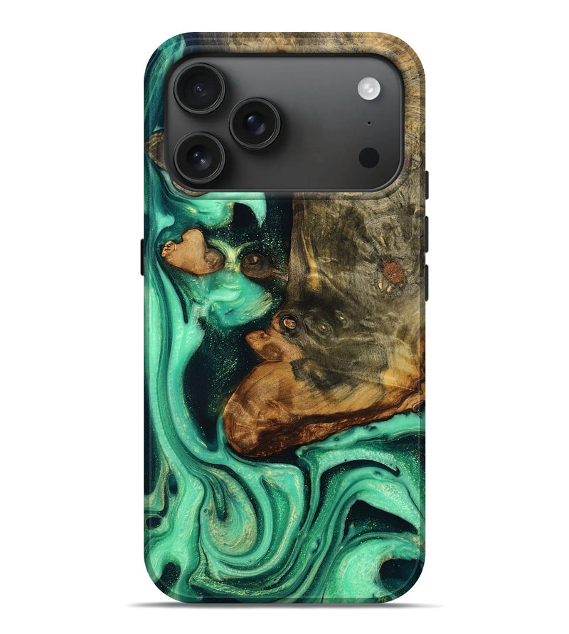 iPhone 17 Pro Max Wood Live Edge Phone Case - Alonso (Green, 783952)