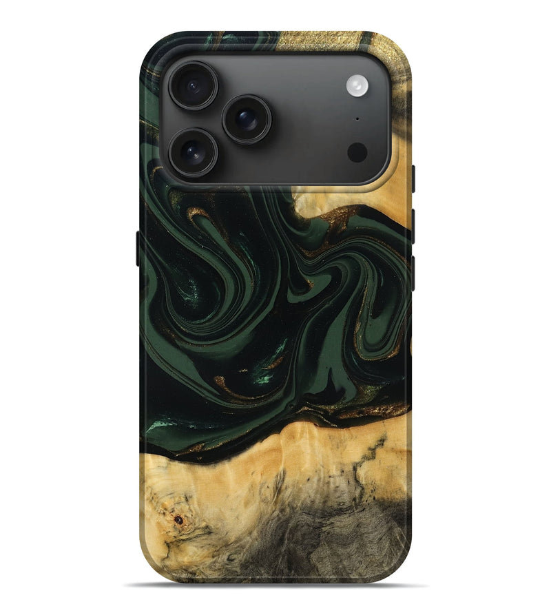 iPhone 17 Pro Max Wood Live Edge Phone Case - Enzo (Green, 783953)