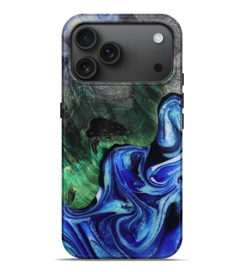 iPhone 17 Pro Max Wood Live Edge Phone Case - Paralee (Blue, 784269)