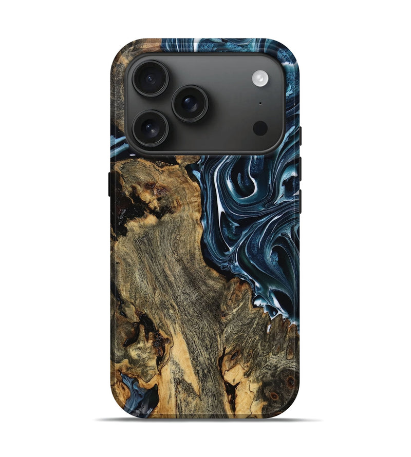 iPhone 17 Pro Wood Live Edge Phone Case - Makala (Blue, 784273)