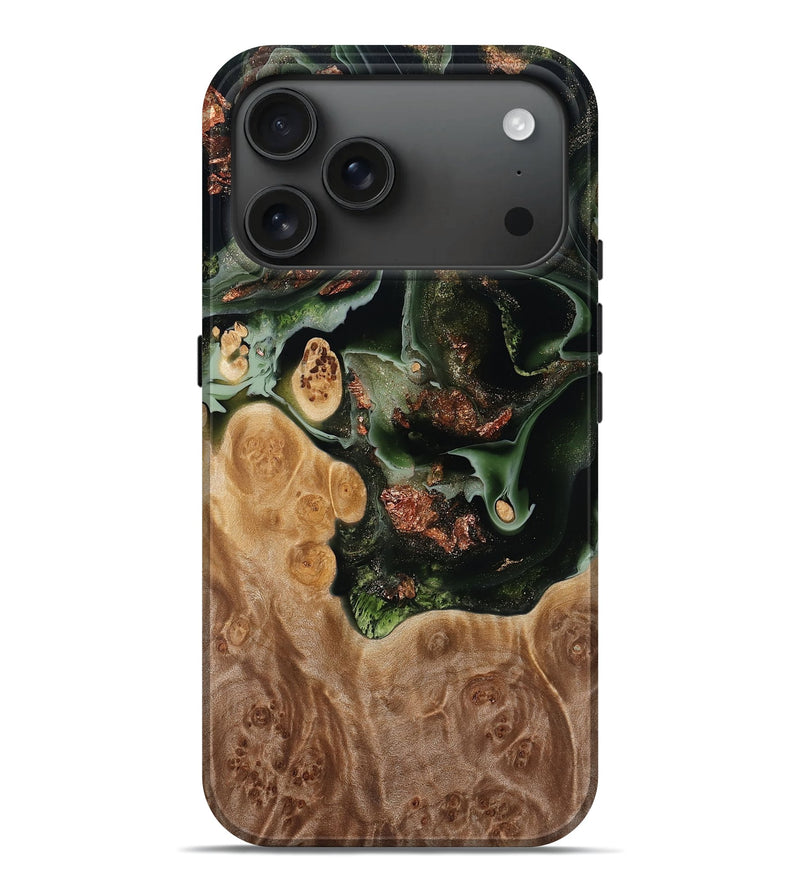iPhone 17 Pro Max Wood Live Edge Phone Case - Kasen (Green, 784276)