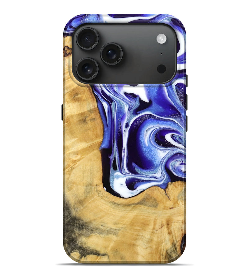 iPhone 17 Pro Max Wood Live Edge Phone Case - Alvah (Blue, 784279)