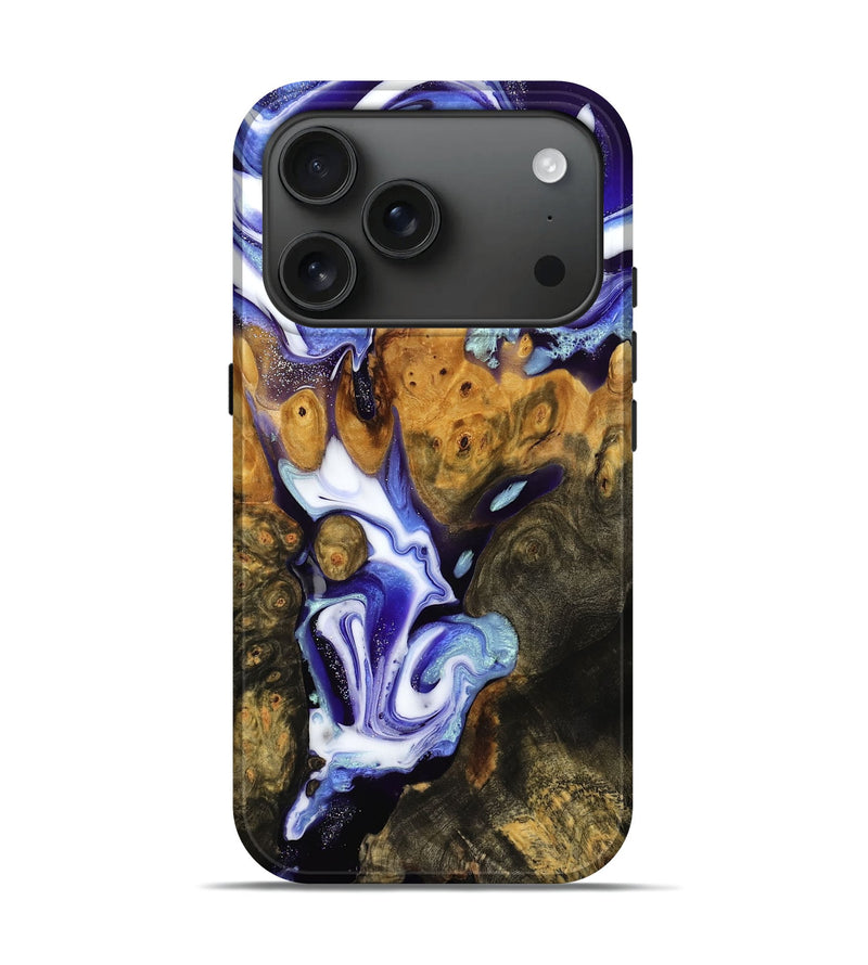 iPhone 17 Pro Wood Live Edge Phone Case - Amya (Blue, 784280)