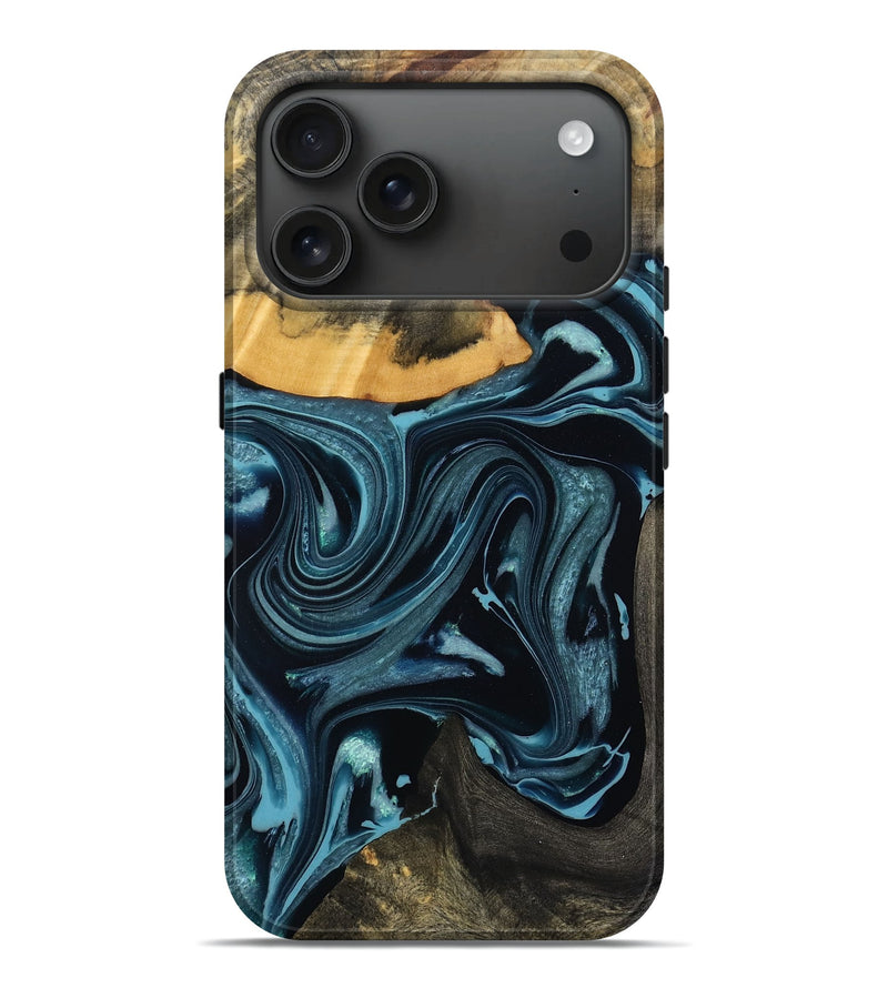 iPhone 17 Pro Max Wood Live Edge Phone Case - Lorie (Blue, 784282)