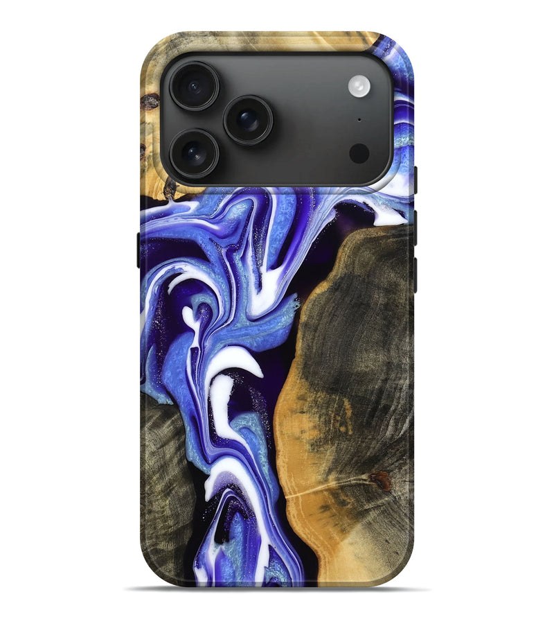 iPhone 17 Pro Max Wood Live Edge Phone Case - Carli (Blue, 784288)