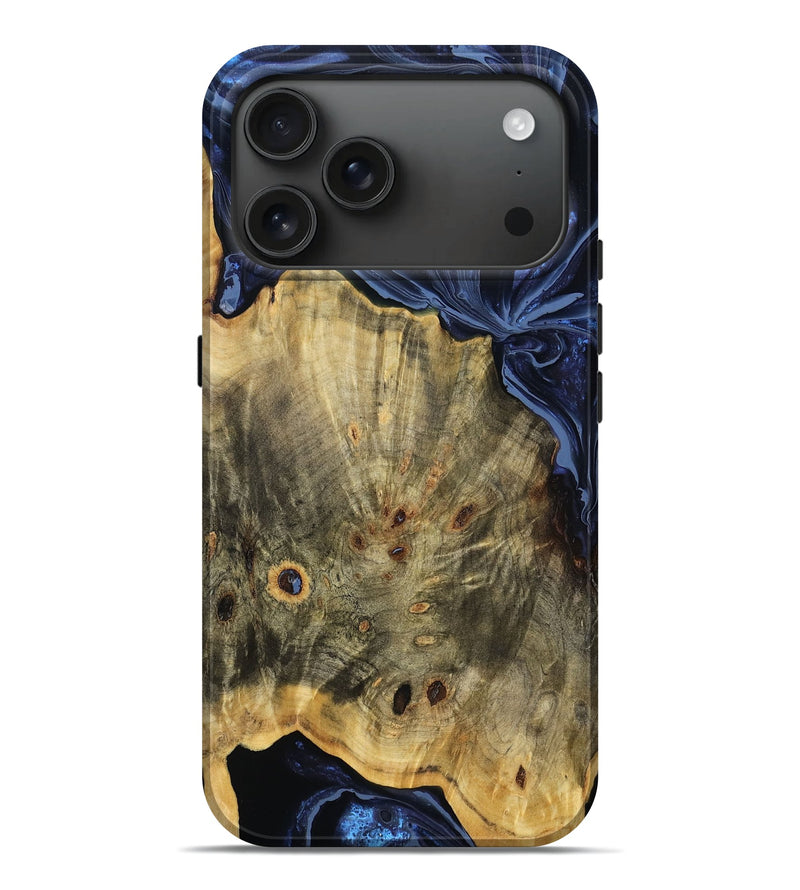 iPhone 17 Pro Max Wood Live Edge Phone Case - Emeline (Blue, 784289)
