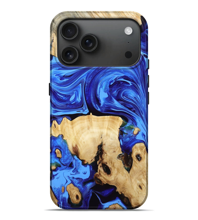 iPhone 17 Pro Max Wood Live Edge Phone Case - Yadira (Blue, 784290)