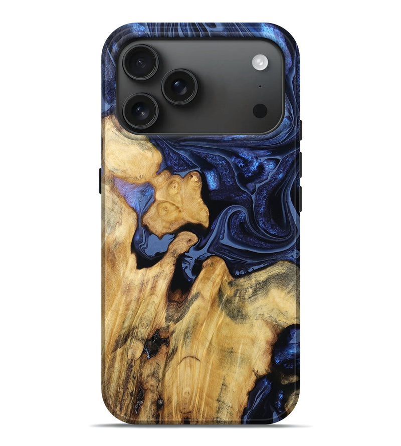 iPhone 17 Pro Max Wood Live Edge Phone Case - Waylon (Blue, 784291)
