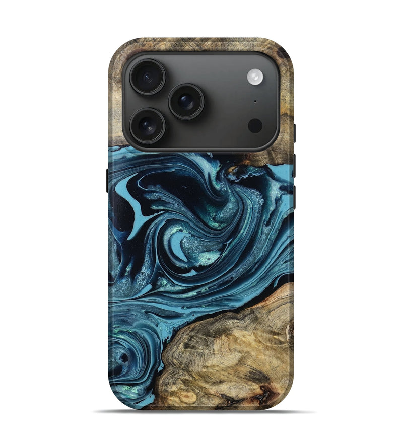 iPhone 17 Pro Wood Live Edge Phone Case - Natalya (Blue, 784294)