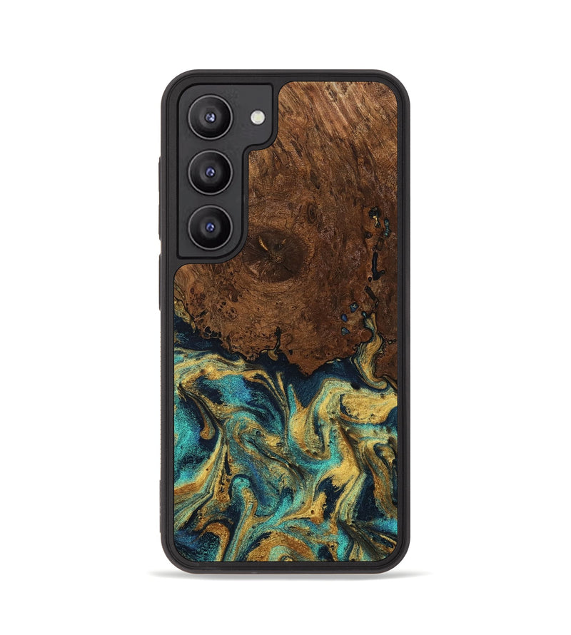 Galaxy S23 Wood Phone Case - Breanna (Teal & Gold, 784381)