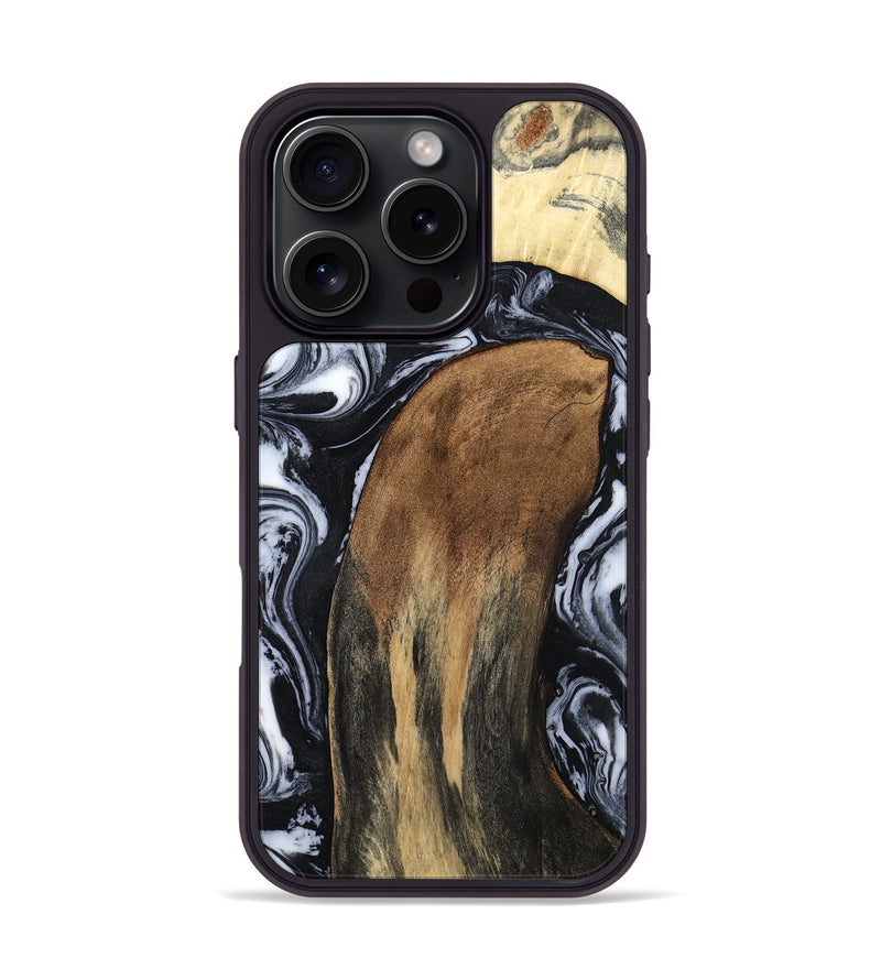 iPhone 16 Pro Wood Phone Case - Iona (Black & White, 784440)