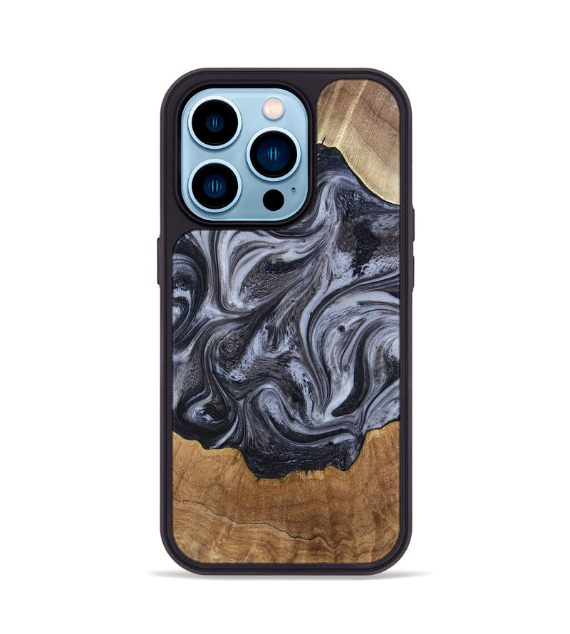 iPhone 14 Pro Wood Phone Case - Clifton (Black & White, 784447)