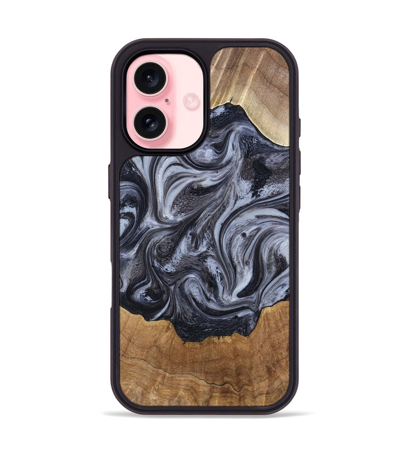 iPhone 16 Wood Phone Case - Clifton (Black & White, 784447)
