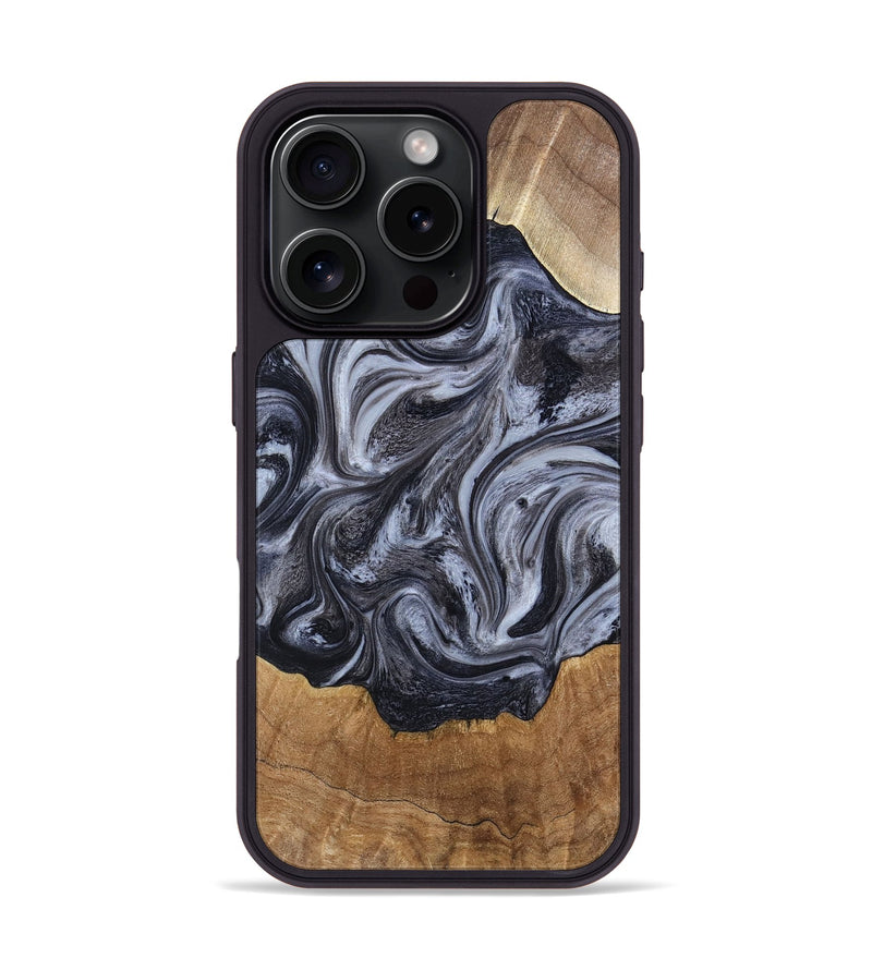 iPhone 16 Pro Wood Phone Case - Clifton (Black & White, 784447)
