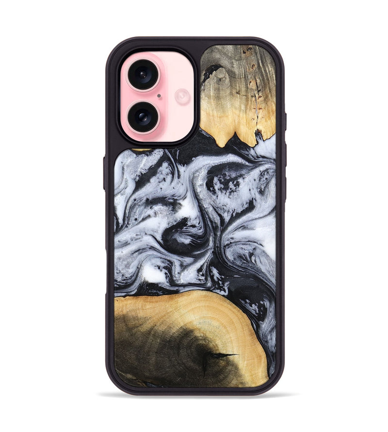 iPhone 16 Wood Phone Case - Aja (Black & White, 784591)