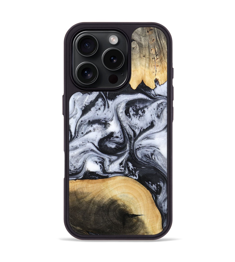 iPhone 16 Pro Wood Phone Case - Aja (Black & White, 784591)