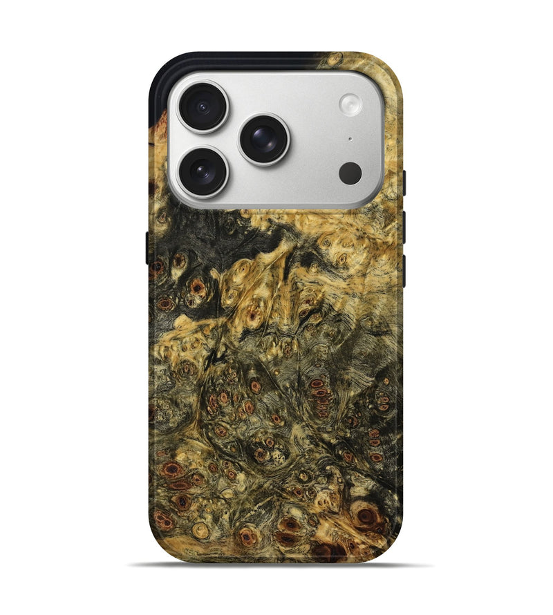iPhone 17 Pro Wood Live Edge Phone Case - Emerald (Wood Burl, 784635)