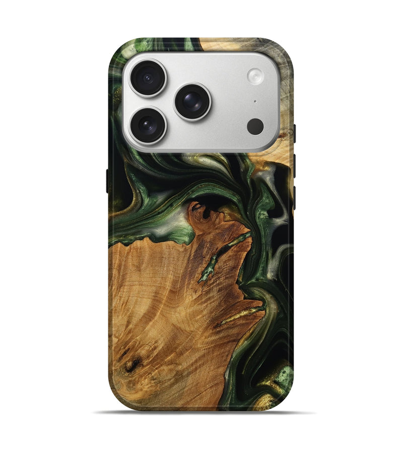 iPhone 17 Pro Wood Live Edge Phone Case - Lorelei (Green, 784638)