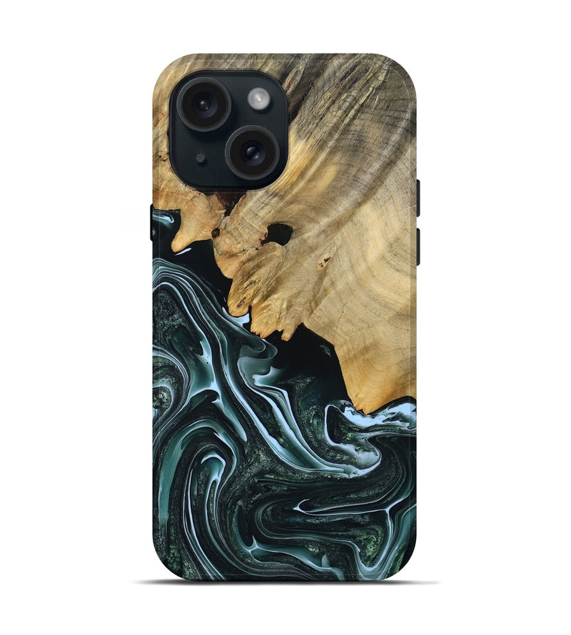 iPhone 15 Wood Live Edge Phone Case - Jeramy (Black & White, 784648)