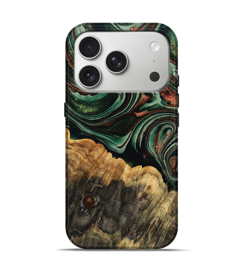iPhone 17 Pro Wood Live Edge Phone Case - Brown (Green, 784650)