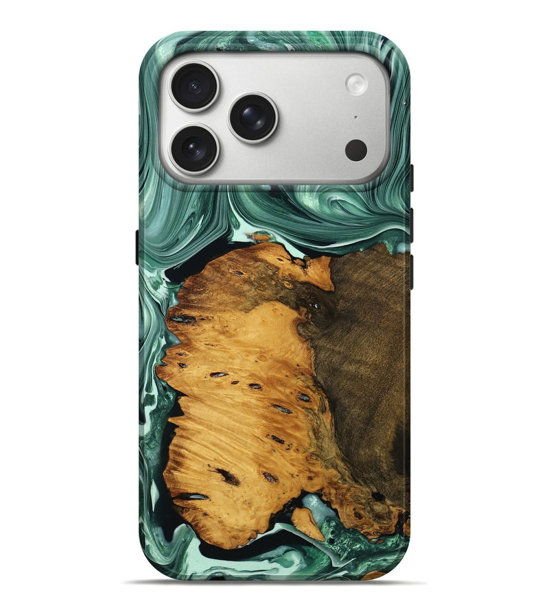 iPhone 17 Pro Max Wood Live Edge Phone Case - Bulah (Green, 784652)