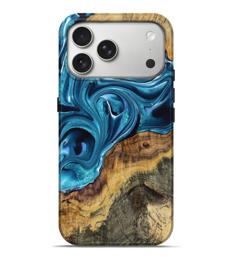 iPhone 17 Pro Max Wood Live Edge Phone Case - Reina (Blue, 784657)
