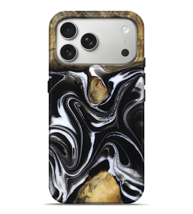 iPhone 17 Pro Max Wood Live Edge Phone Case - Enrique (Black & White, 784823)