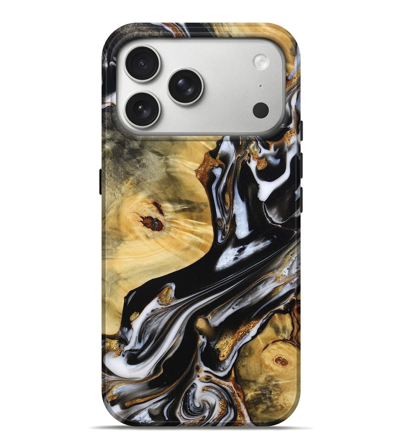 iPhone 17 Pro Max Wood Live Edge Phone Case - Tori (Black & White, 784843)