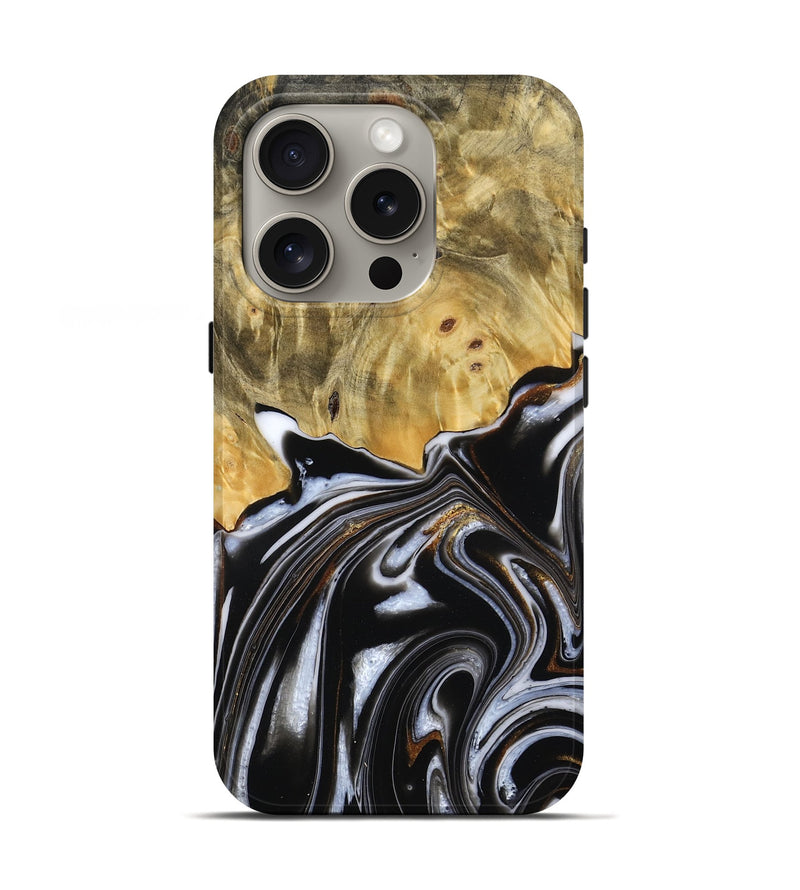 iPhone 16 Pro Wood Live Edge Phone Case - Maybell (Black & White, 784844)