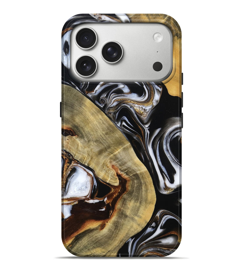 iPhone 17 Pro Max Wood Live Edge Phone Case - Kade (Black & White, 784845)