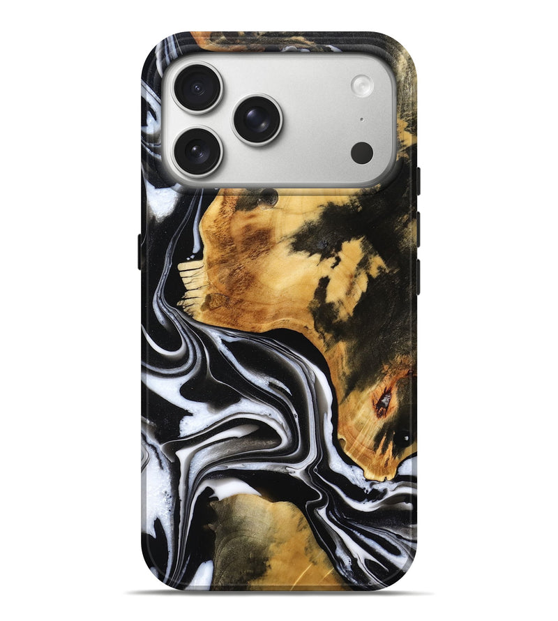 iPhone 17 Pro Max Wood Live Edge Phone Case - Nikita (Black & White, 784846)