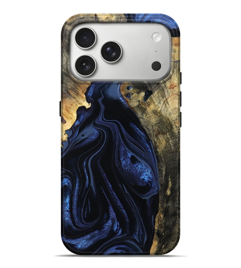 iPhone 17 Pro Max Wood Live Edge Phone Case - Savion (Blue, 785068)
