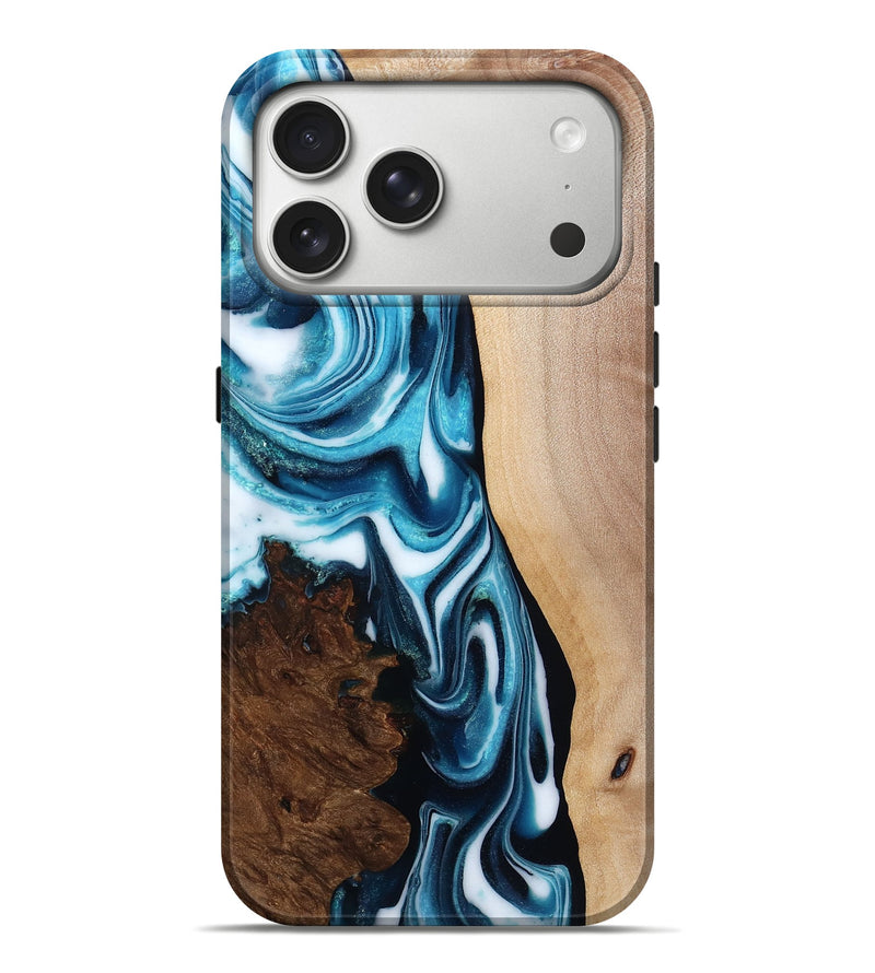 iPhone 17 Pro Max Wood Live Edge Phone Case - Dorris (Blue, 785080)