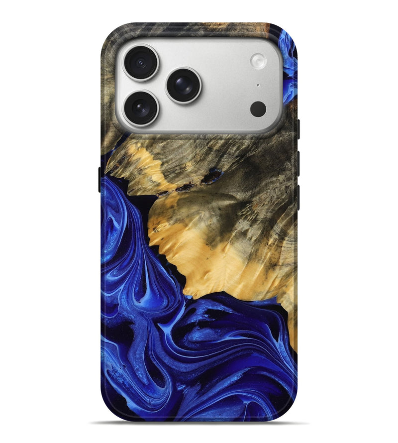 iPhone 17 Pro Max Wood Live Edge Phone Case - Alyson (Blue, 785084)