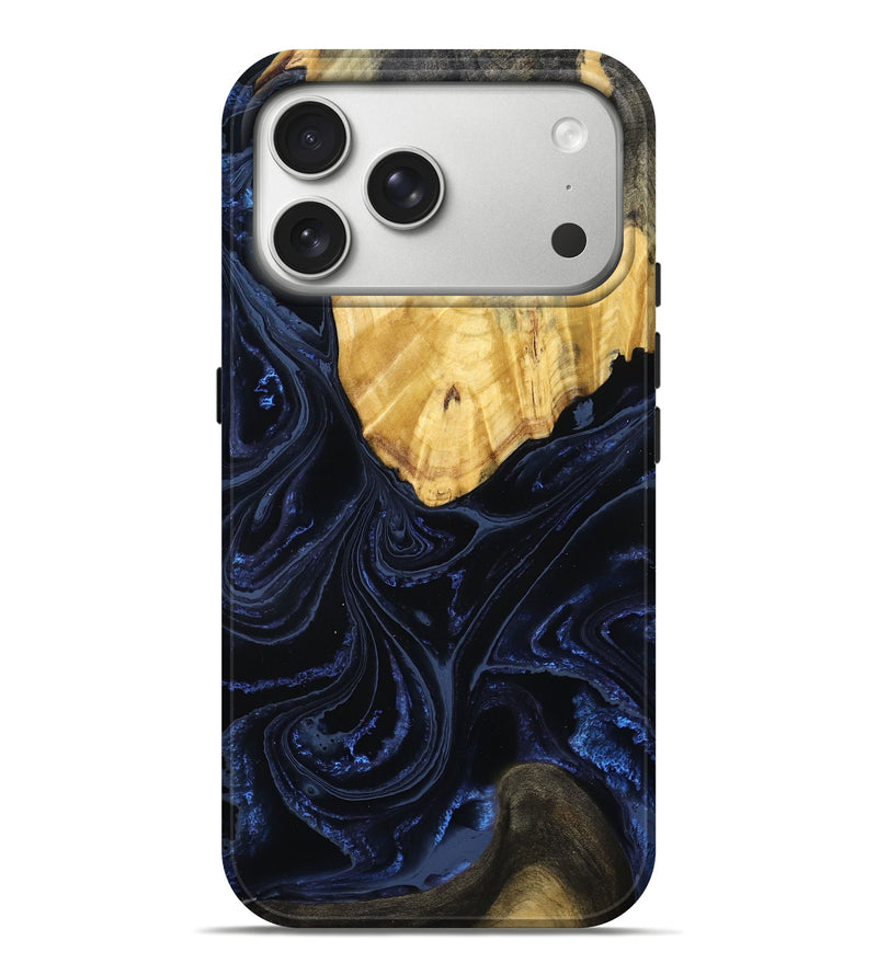 iPhone 17 Pro Max Wood Live Edge Phone Case - Mame (Blue, 785092)
