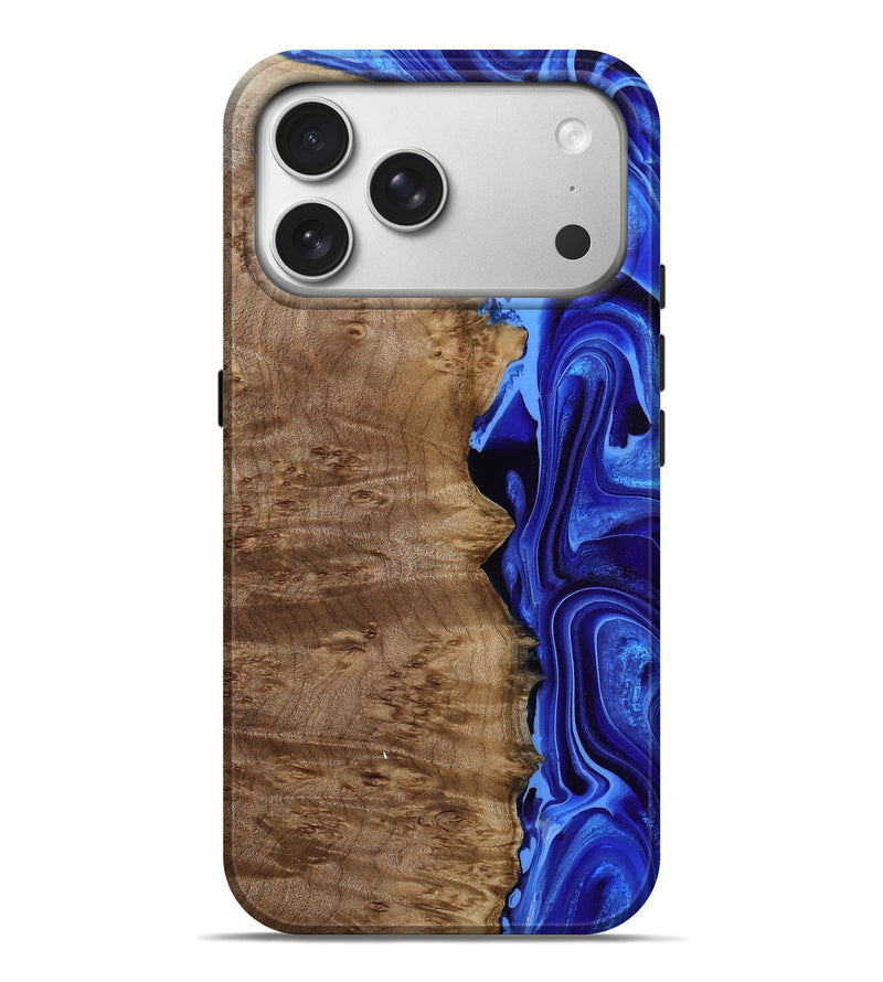 iPhone 17 Pro Max Wood Live Edge Phone Case - Romeo (Blue, 785096)