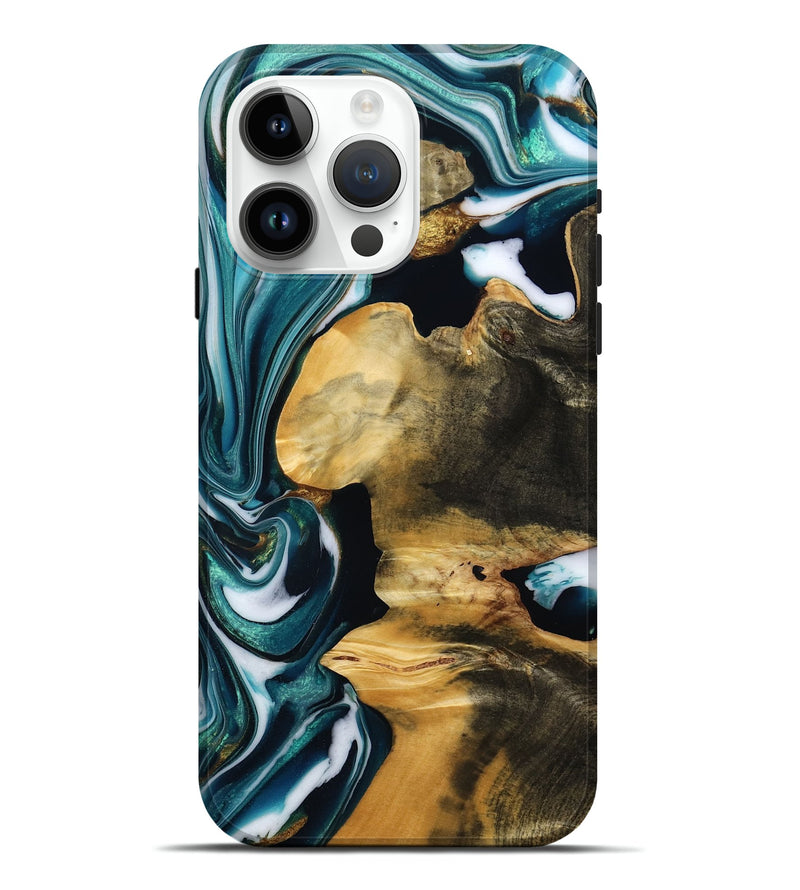 iPhone 15 Pro Max Wood Live Edge Phone Case - Perley (Green, 785099)