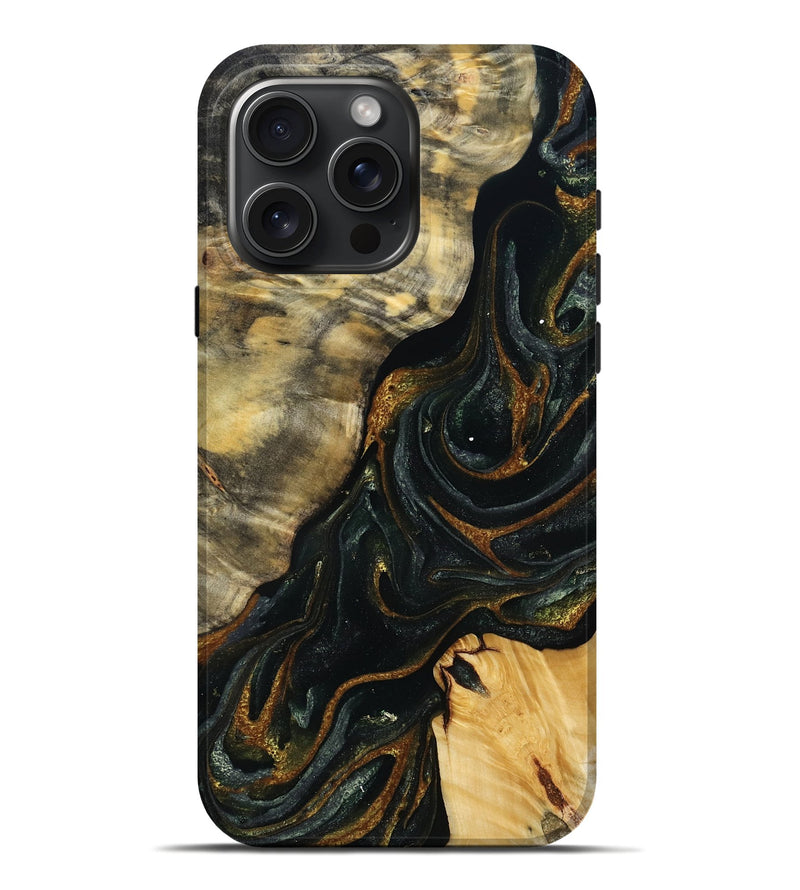iPhone 16 Pro Max Wood Live Edge Phone Case - Janell (Green, 785108)